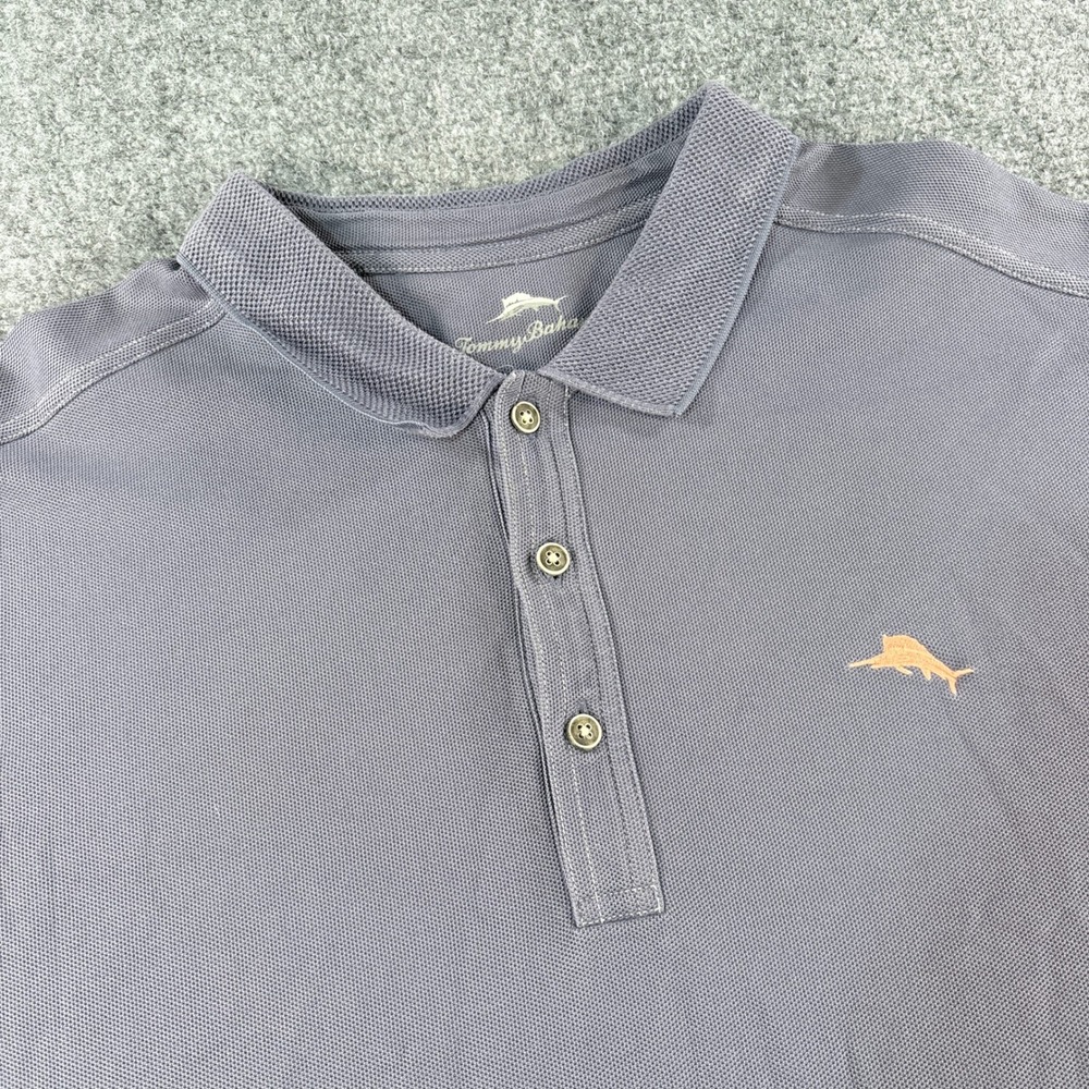 Tommy Bahama Emidio Supima Cotton Polo Shirt Mens 1XB Gray Purple Short Sleeve‎